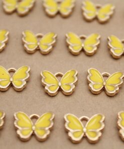 10 pc. Yellow and Gold Enameled Butterfly Charms, 12.5mm x 10.5mm | MIS-168**
