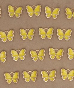 10 pc. Yellow and Gold Enameled Butterfly Charms, 12.5mm x 10.5mm | MIS-168**