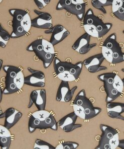 8 pc. Sad Kitty Charms, Black & White Cats, 30mm x 19.5mm | MIS-175**