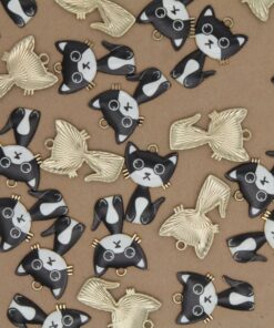 8 pc. Sad Kitty Charms, Black & White Cats, 30mm x 19.5mm | MIS-175**