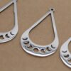2 pc. Moon Phases Teardrop Pendants, Laser Cut Stainless Steel, 39mm x 21.5mm | MIS-188*