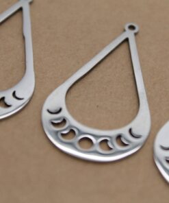 2 pc. Moon Phases Teardrop Pendants, Laser Cut Stainless Steel, 39mm x 21.5mm | MIS-188*