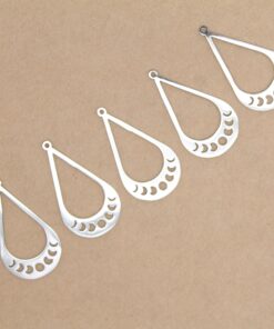 2 pc. Moon Phases Teardrop Pendants, Laser Cut Stainless Steel, 39mm x 21.5mm | MIS-188*