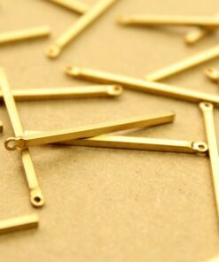12 pc. Raw Brass Narrow Bar Charms with One Hole: 30mm by 1.5mm | MIS-176*