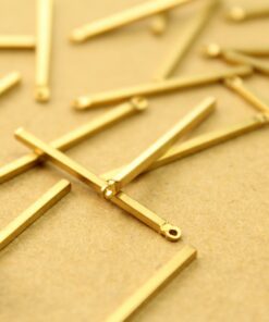 12 pc. Raw Brass Narrow Bar Charms with One Hole: 30mm by 1.5mm | MIS-176*