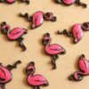 10 pc. Hot Pink and Black Enameled Flamingo Charms, 29.5mm x 16mm | MIS-166