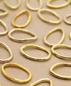 6 pc. Wavy Teardrop Charms, Gold Plated, 22mm x 14mm