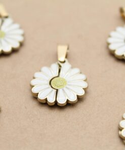 5 pc. Daisy Charms, Split Flower with Blank Behind, 28mm x 19mm | TMP-014