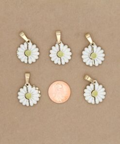 5 pc. Daisy Charms, Split Flower with Blank Behind, 28mm x 19mm | TMP-014