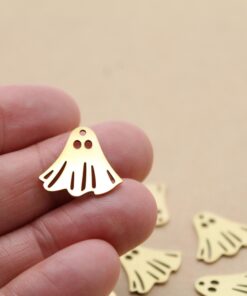 4 pc. Ghost Charms, Gold-Plated Stainless Steel Ghosts, 18.5mm x 17mm | MIS-197*