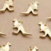 2 pc. Origami Kangaroo Charms, 18K Gold Plated, 27mm x 23mm x 5mm | MIS-198**