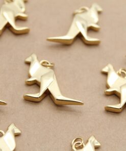 2 pc. Origami Kangaroo Charms, 18K Gold Plated, 27mm x 23mm x 5mm | MIS-198**