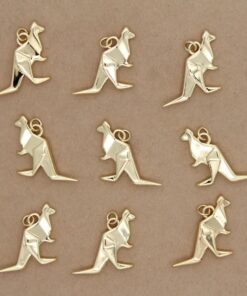2 pc. Origami Kangaroo Charms, 18K Gold Plated, 27mm x 23mm x 5mm | MIS-198**