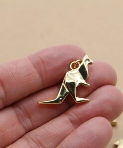 2 pc. Origami Kangaroo Charms, 18K Gold Plated, 27mm x 23mm x 5mm | MIS-198**