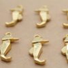 2 pc. Origami Seahorse Charms, 18K Gold Plated, 30mm x 14mm x 5mm | MIS-201**