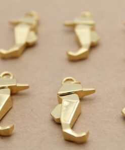 2 pc. Origami Seahorse Charms, 18K Gold Plated, 30mm x 14mm x 5mm | MIS-201**