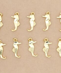 2 pc. Origami Seahorse Charms, 18K Gold Plated, 30mm x 14mm x 5mm | MIS-201**