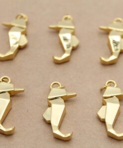 2 pc. Origami Seahorse Charms, 18K Gold Plated, 30mm x 14mm x 5mm | MIS-201**