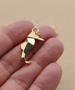 2 pc. Origami Seahorse Charms, 18K Gold Plated, 30mm x 14mm x 5mm | MIS-201**