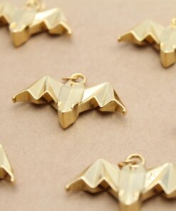 2 pc. Origami Bat Charms, 18K Gold Plated, 33mm x 20mm x 6mm | MIS-202**