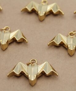 2 pc. Origami Bat Charms, 18K Gold Plated, 33mm x 20mm x 6mm | MIS-202**
