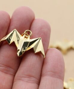 2 pc. Origami Bat Charms, 18K Gold Plated, 33mm x 20mm x 6mm | MIS-202**