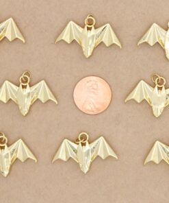 2 pc. Origami Bat Charms, 18K Gold Plated, 33mm x 20mm x 6mm | MIS-202**