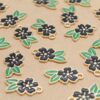 12 pc. Black and Gold Enameled Flower and Leaf Charms, 24.5mm x 14.5mm | MIS-207**