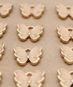 10 pc. Peach and Gold Enameled Butterfly Charms, 12.5mm x 10.5mm | MIS-214*