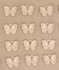10 pc. Peach and Gold Enameled Butterfly Charms, 12.5mm x 10.5mm | MIS-214*