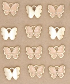10 pc. Peach and Gold Enameled Butterfly Charms, 12.5mm x 10.5mm | MIS-214*
