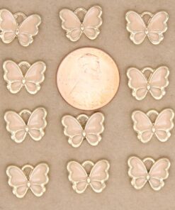 10 pc. Peach and Gold Enameled Butterfly Charms, 12.5mm x 10.5mm | MIS-214*