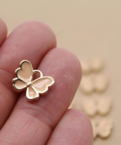 10 pc. Peach and Gold Enameled Butterfly Charms, 12.5mm x 10.5mm | MIS-214*