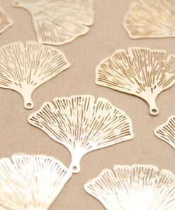 8 pc. Laser Cut Gingko Leaf Charms, Gold Skeleton Leaves, 33mm x 30mm | MIS-215*