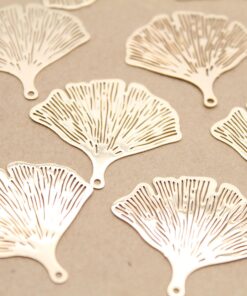 8 pc. Laser Cut Gingko Leaf Charms, Gold Skeleton Leaves, 33mm x 30mm | MIS-215*