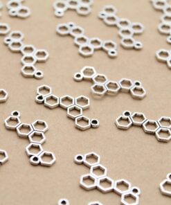 25 pc. Antique Silver Honeycomb Charms, 2 Loop Connectors, 27mm x 13mm | MIS-218**