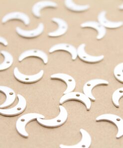 20 pc. Stainless Steel Moon Charms, Center Hole, 11mm x 7mm | MIS-219*