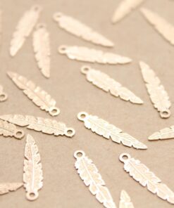 20 pc. Laser Cut Feather Charms, Gold Plated, 17mm x 4mm | MIS-227*