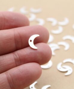 20 pc. Stainless Steel Moon Charms, Center Hole, 11mm x 7mm | MIS-219*