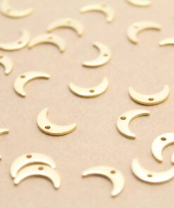20 pc.Gold Plated Stainless Steel Moon Charms, Center Hole, 11mm x 7mm | MIS-225*