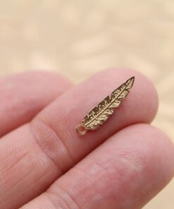 20 pc. Laser Cut Feather Charms, Gold Plated, 17mm x 4mm | MIS-227*