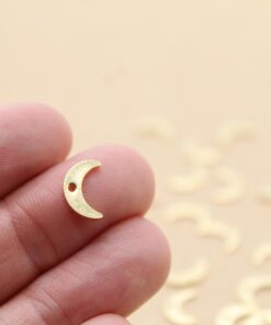 20 pc.Gold Plated Stainless Steel Moon Charms, Center Hole, 11mm x 7mm | MIS-225*