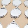 4 pc. Embellished Oval Antique Silver Pendant Bezel Setting, 30mm x 40mm settings | MIS-230*