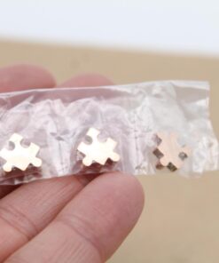 2 pc. Puzzle Charms, Rose Gold Plated Stainless Steel, 10mm x 10mm x 3mm | MIS-244*