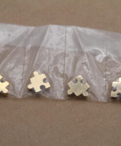 2 pc. Puzzle Charms, Gold Plated Stainless Steel, 10mm x 10mm x 3mm | MIS-249*