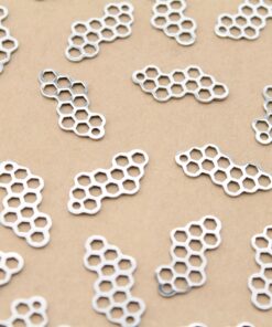 4 pc. Stainless Steel Honeycomb Charms, Laser Cut Pendants, 26mm x 12mm | MIS-253**