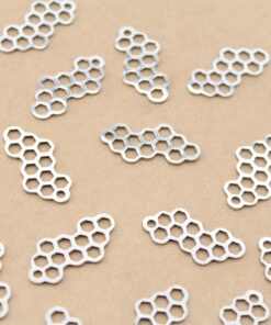 4 pc. Stainless Steel Honeycomb Charms, Laser Cut Pendants, 26mm x 12mm | MIS-253**