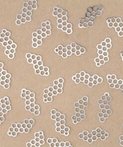 4 pc. Stainless Steel Honeycomb Charms, Laser Cut Pendants, 26mm x 12mm | MIS-253**