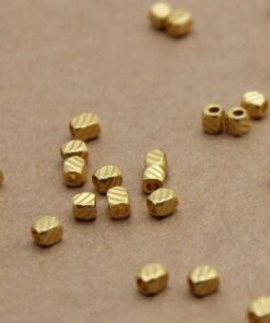 20 pc. 14k Gold Plated Lined Cube Beads, 3mm x 2.5mm x 2.5mm | MIS-257**