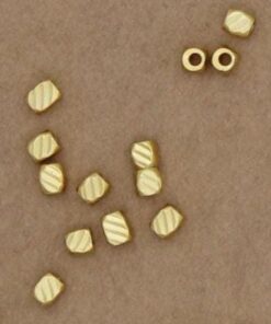 20 pc. 14k Gold Plated Lined Cube Beads, 3mm x 2.5mm x 2.5mm | MIS-257**